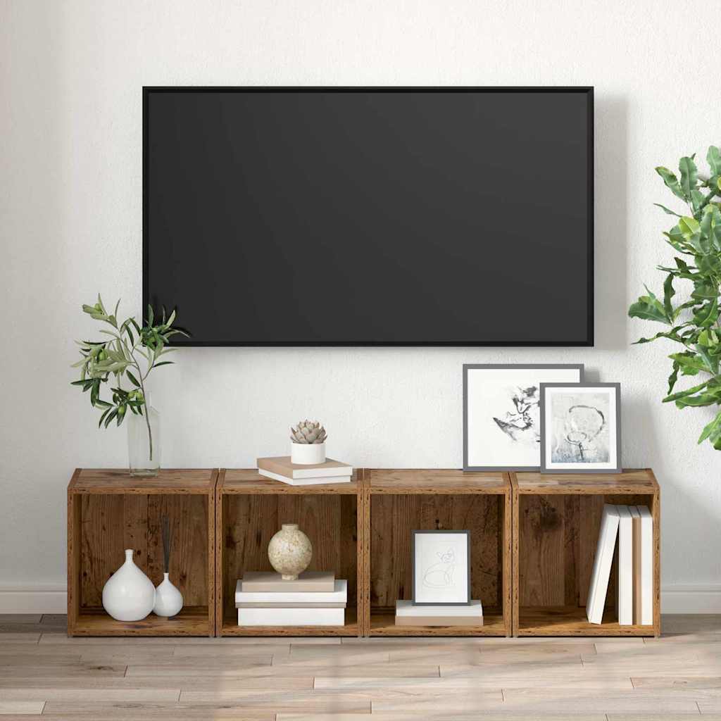 vidaXL TV Cabinet Set 2 pcs Old Wood Engineered Wood 4