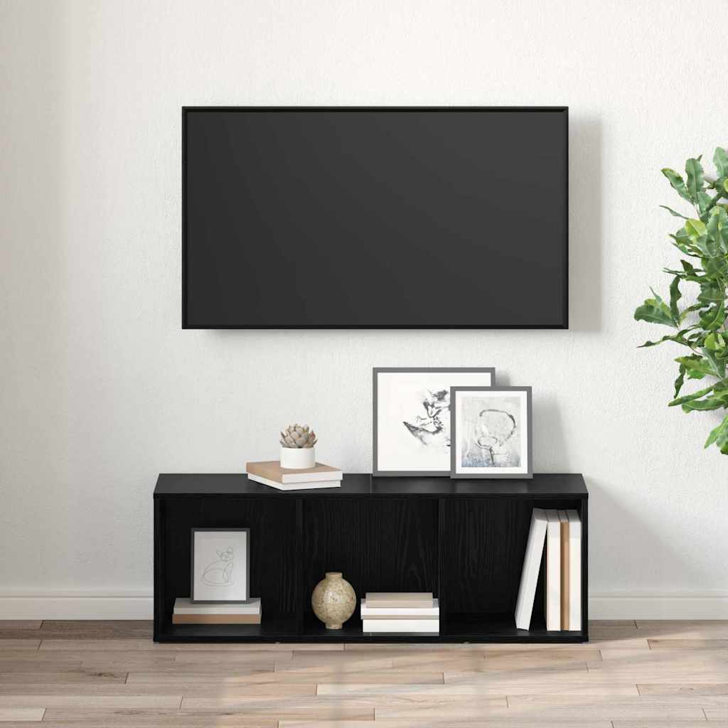 vidaXL TV Cabinet Set 72 x 35 x 37 cm Black Engineered Wood 4