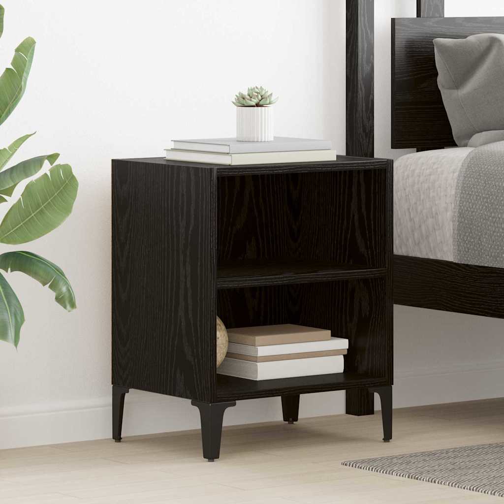 Bed Cabinets with Metal Legs 40x30x50 cm 2 pcs Black oak