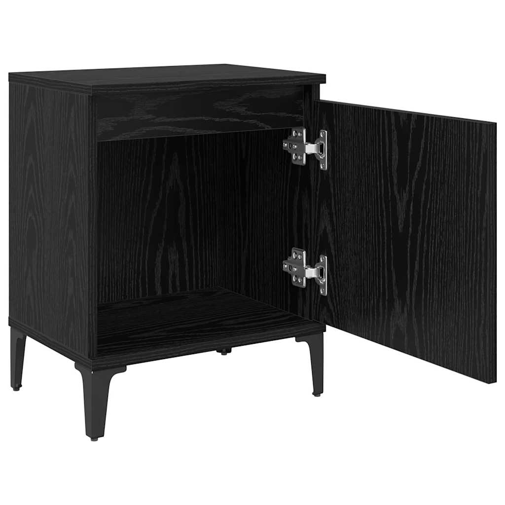 vidaXL Bedside Cabinet Black Oak 40 x 30 x 50 cm Engineered Wood 5