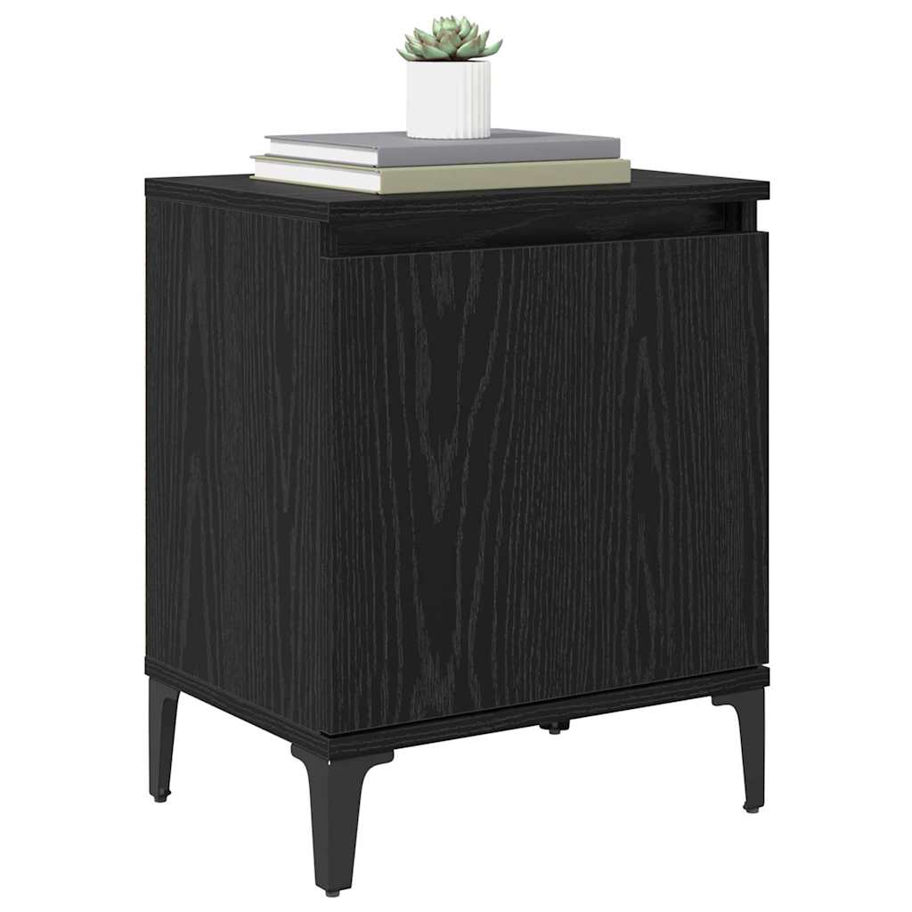 vidaXL Bedside Cabinet Black Oak 40 x 30 x 50 cm Engineered Wood 3