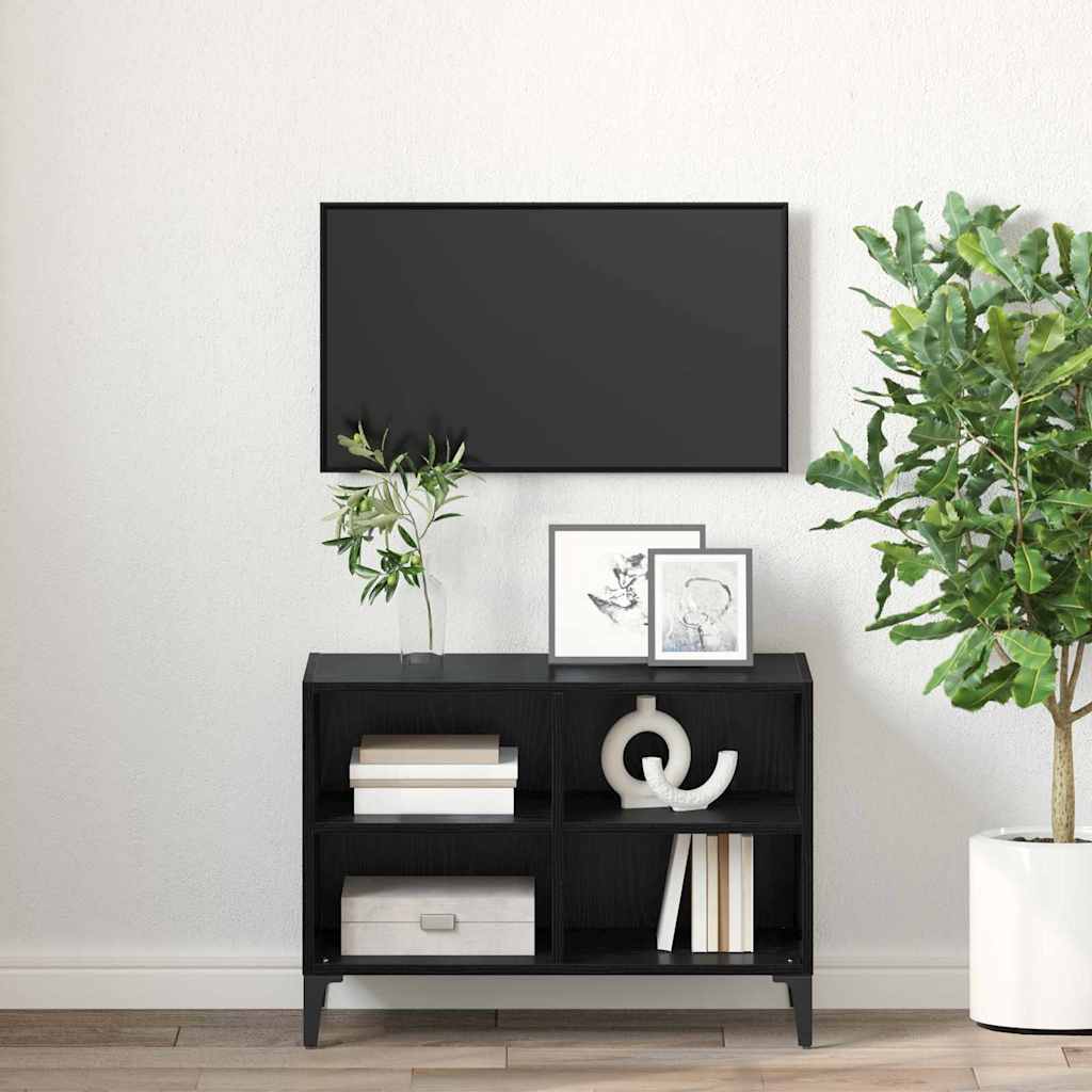 vidaXL TV Cabinet Set Wall-mounted Black Engineered Wood 4