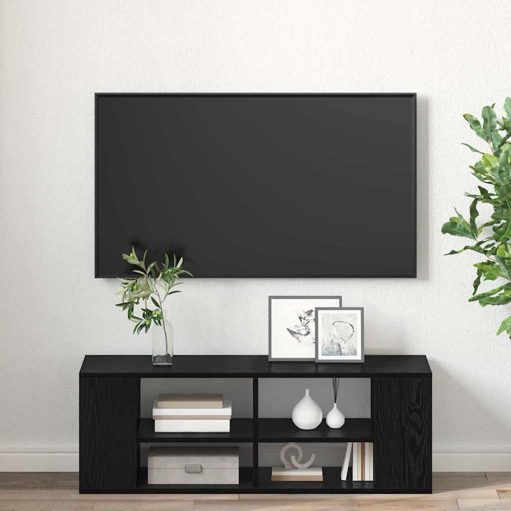 vidaXL TV Cabinet Set 102 x 35 x 35 cm Black Oak Engineered Wood 4