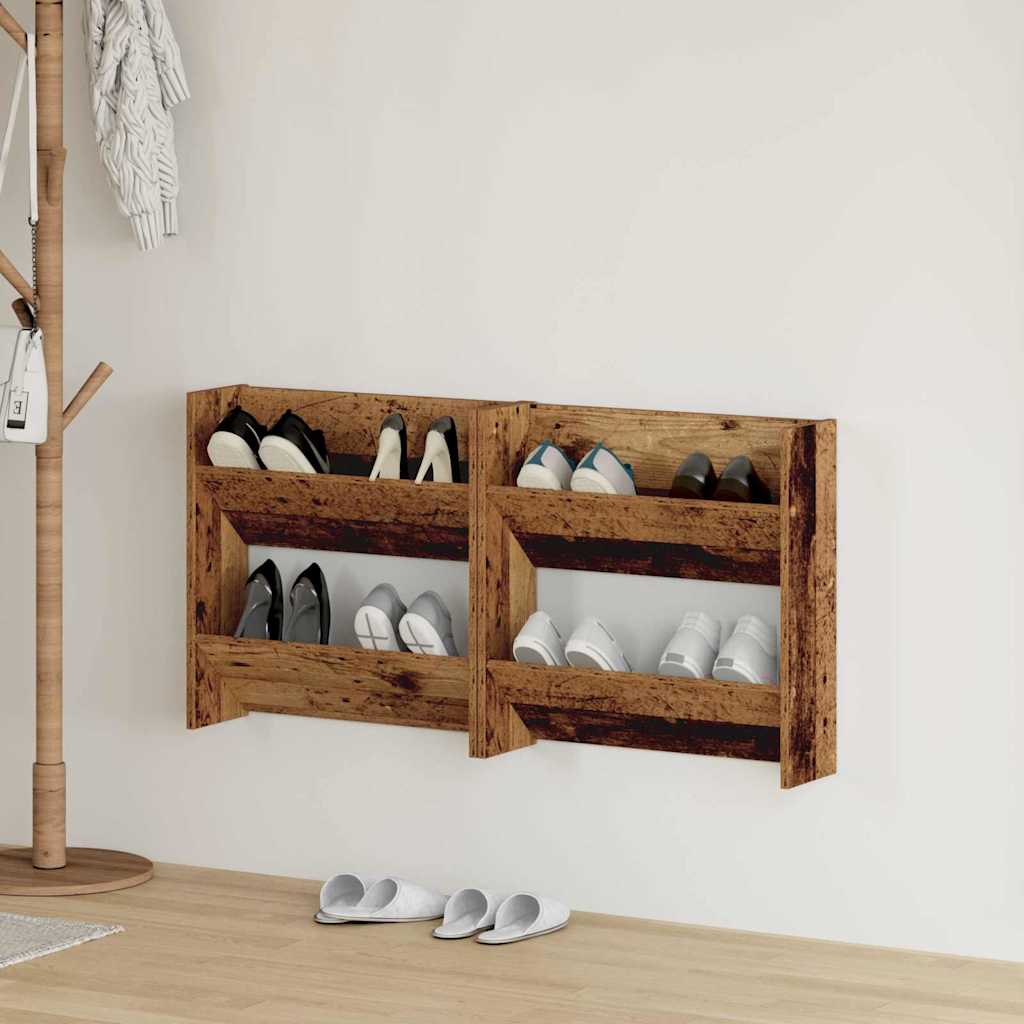 vidaXL Shoe Cabinet 2 pcs 60 x 18 x 60 cm Engineered Wood Old Wood 1
