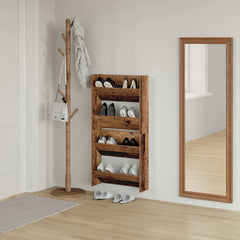 vidaXL Shoe Cabinet 2 pcs 60 x 18 x 60 cm Engineered Wood Old Wood 4