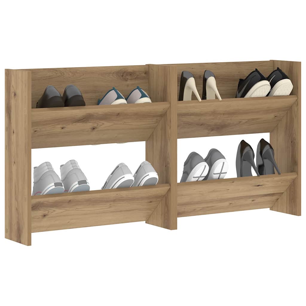 vidaXL Shoe Cabinet 2 pcs 60 x 18 x 60 cm Engineered Wood Artisan Oak 3