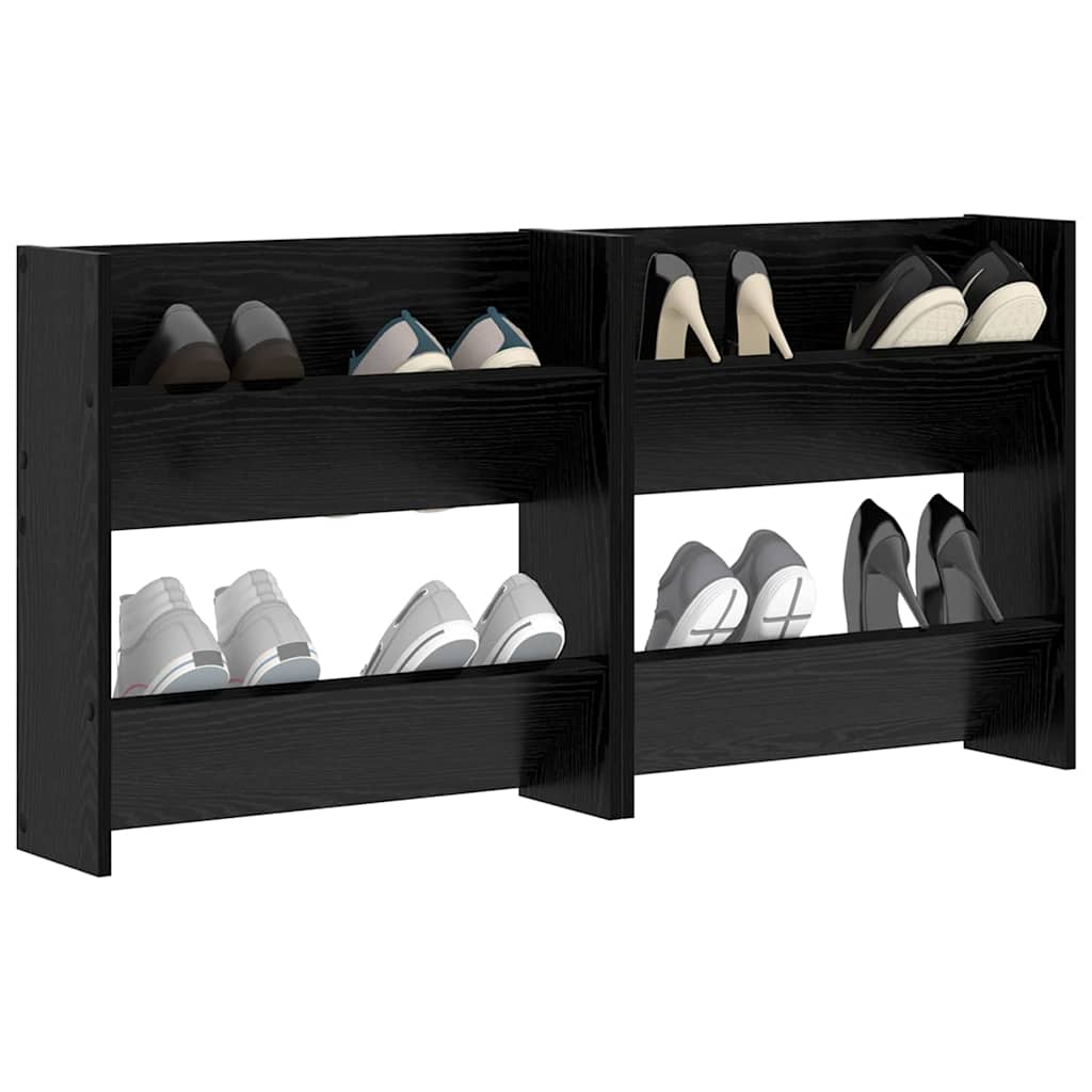 vidaXL Shoe Cabinet 2 pcs 60 x 18 x 60 cm Engineered Wood Black Oak 3