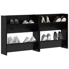 vidaXL Shoe Cabinet 2 pcs 60 x 18 x 60 cm Engineered Wood Black Oak 3