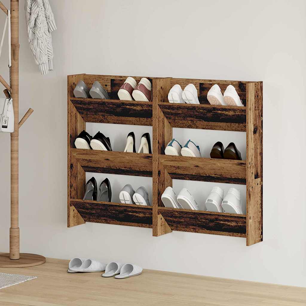 vidaXL Shoe Cabinet 2 pcs 60 x 18 x 90 cm Engineered Wood Old Wood 1