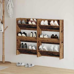 vidaXL Shoe Cabinet 2 pcs 60 x 18 x 90 cm Engineered Wood Old Wood 1