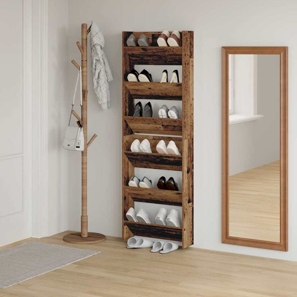 vidaXL Shoe Cabinet 2 pcs 60 x 18 x 90 cm Engineered Wood Old Wood 4