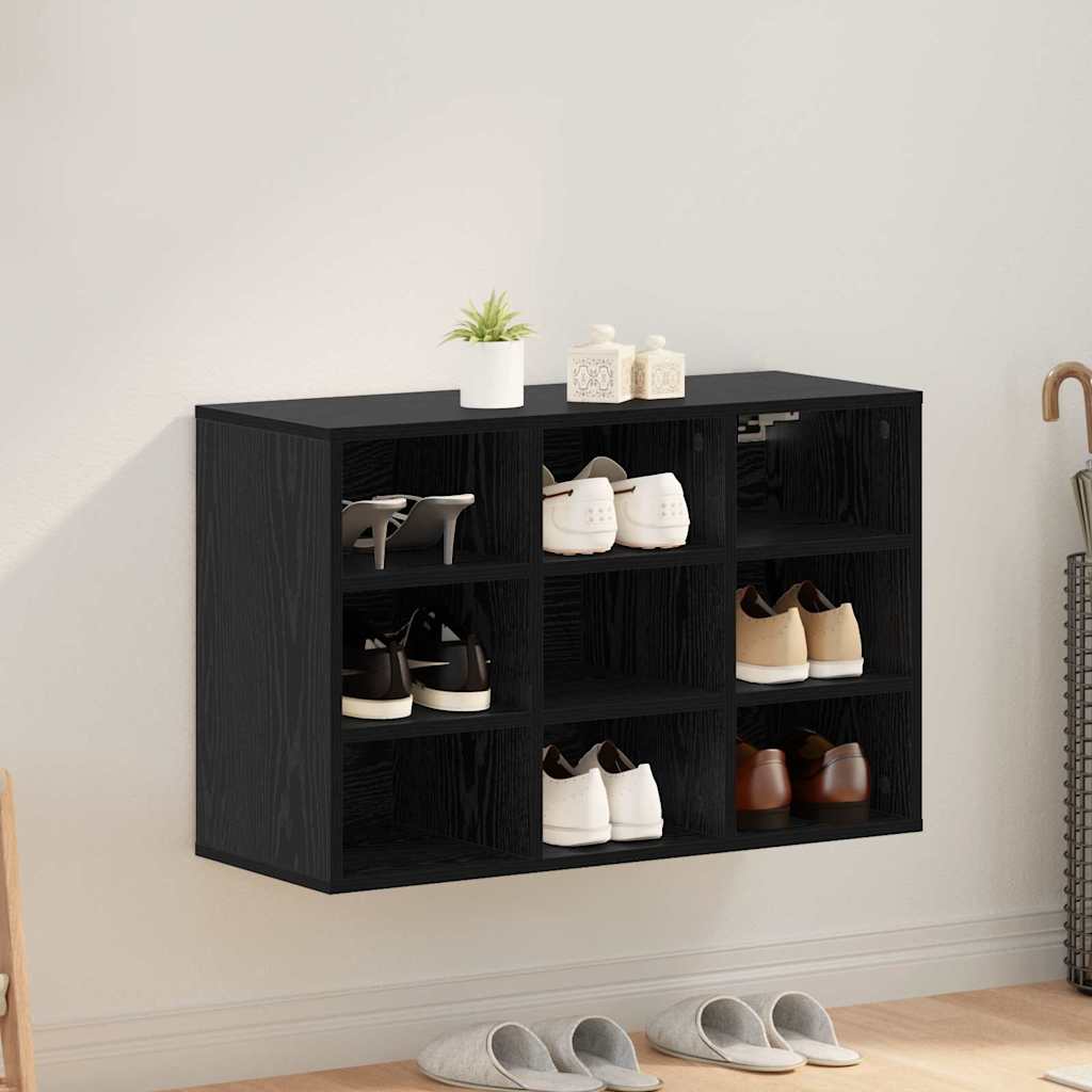 vidaXL Shoe Cabinet 77.5 x 30 x 51 cm Engineered Wood Black Oak 1