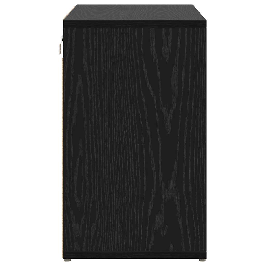 vidaXL Shoe Cabinet 77.5 x 30 x 51 cm Engineered Wood Black Oak 6
