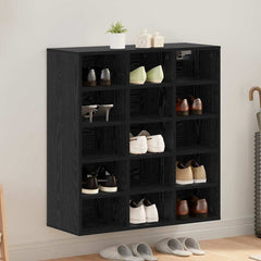 vidaXL Shoe Cabinet 77.5 x 30 x 83.5 cm Engineered Wood Black Oak 1
