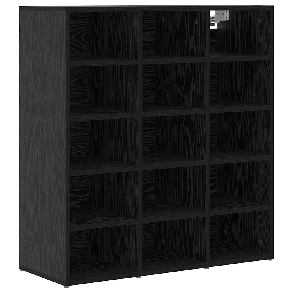 vidaXL Shoe Cabinet 77.5 x 30 x 83.5 cm Engineered Wood Black Oak 2