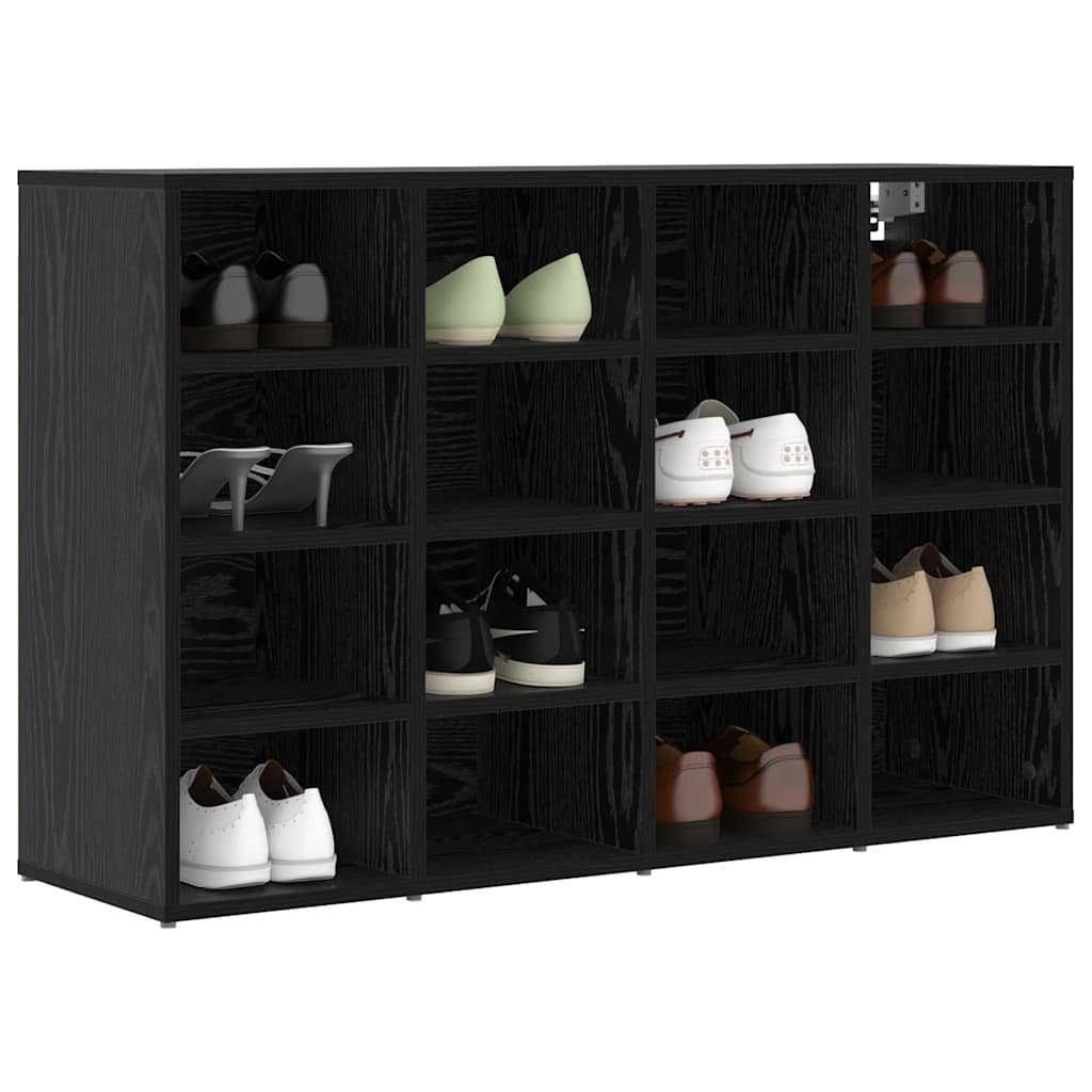 vidaXL Shoe Cabinet 103 x 30 x 67 cm Engineered Wood Black Oak 3