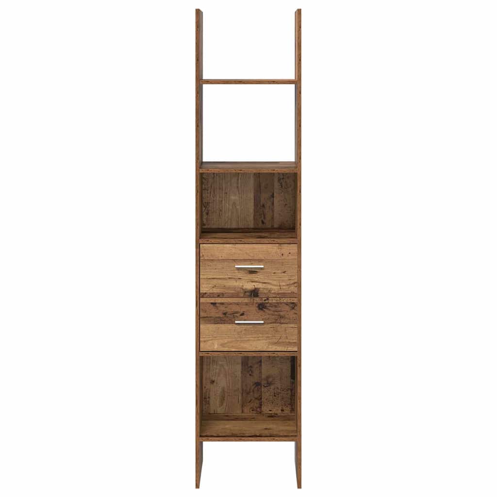 vidaXL Book Cabinet 2-Tier 40 x 35 x 180 cm Engineered Wood Old wood 6