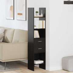 vidaXL Book Cabinet 2-Tier 40 x 35 x 180 cm Engineered Wood Black oak 4