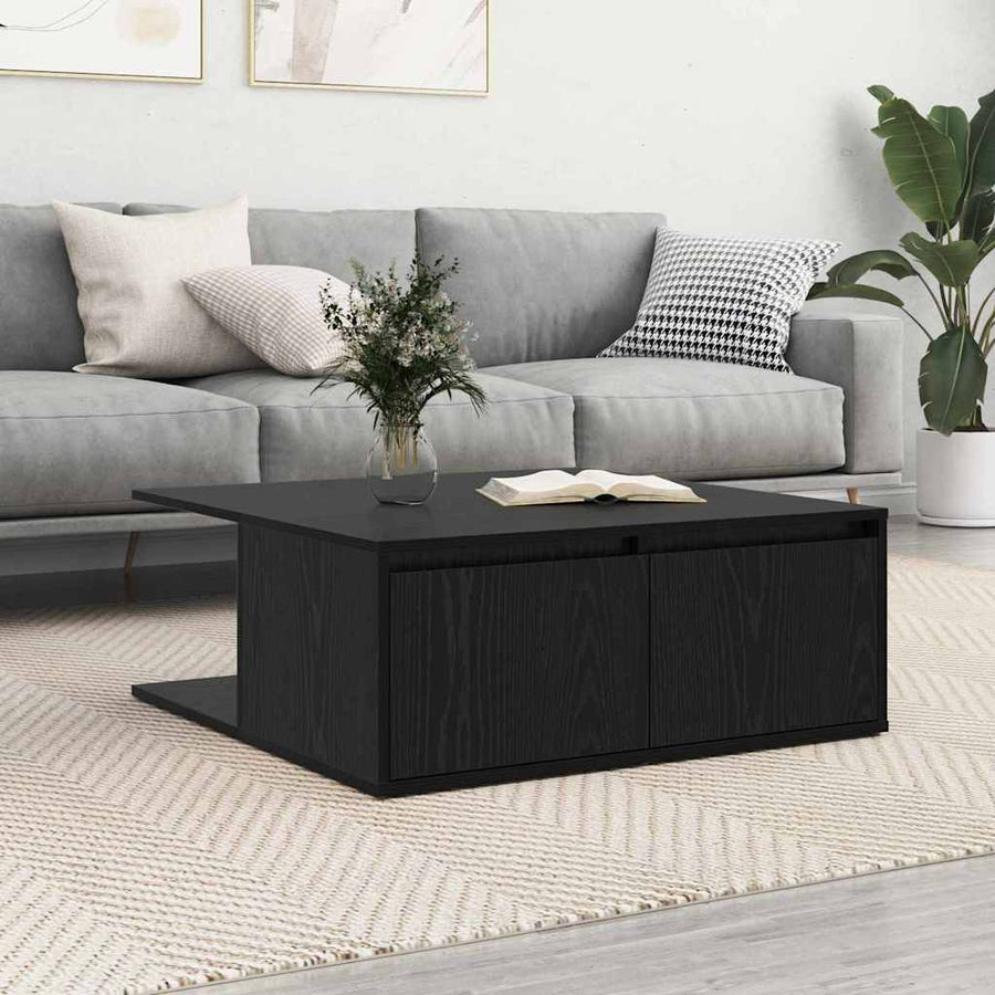 vidaXL Coffee Table Black oak 80 x 80 x 31 cm Engineered Wood 1