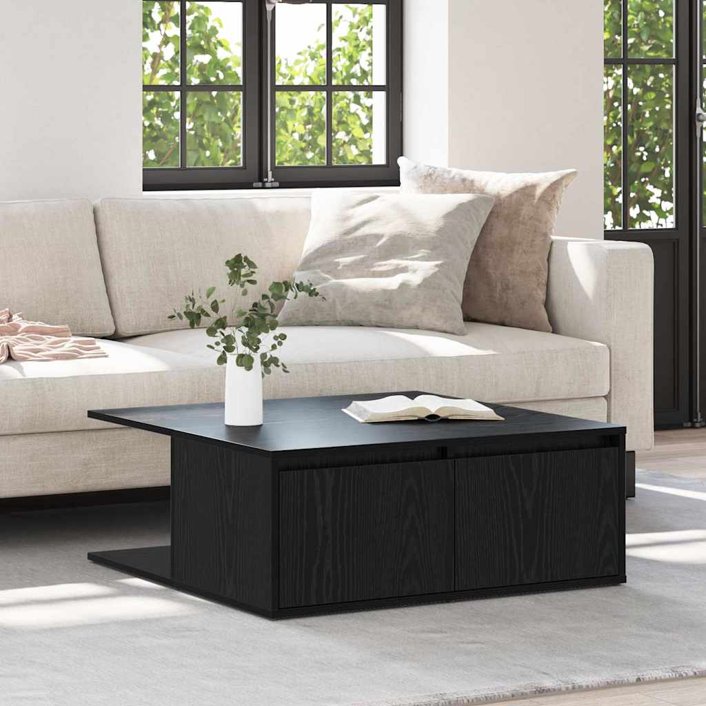 vidaXL Coffee Table Black oak 80 x 80 x 31 cm Engineered Wood 4