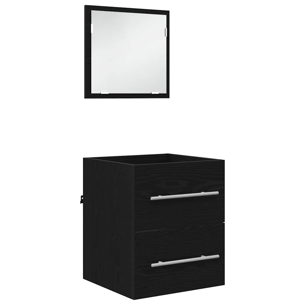 vidaXL Bathroom Furniture Set with Drawer Black 41 x 38.5 x 48 cm 2