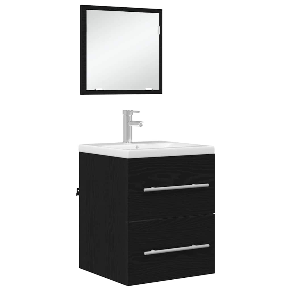 vidaXL Bathroom Furniture Set with Drawer Black 41 x 38.5 x 48 cm 3