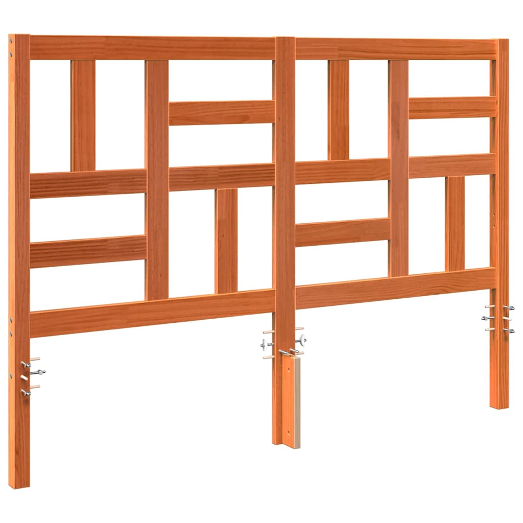Headboard 135 cm Solid Wood Pine Wax brown 145.5 x 104 cm