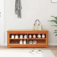 vidaXL Storage Bench 110 x 38 x 45.5 cm Solid Pine Wood Wax Brown 4