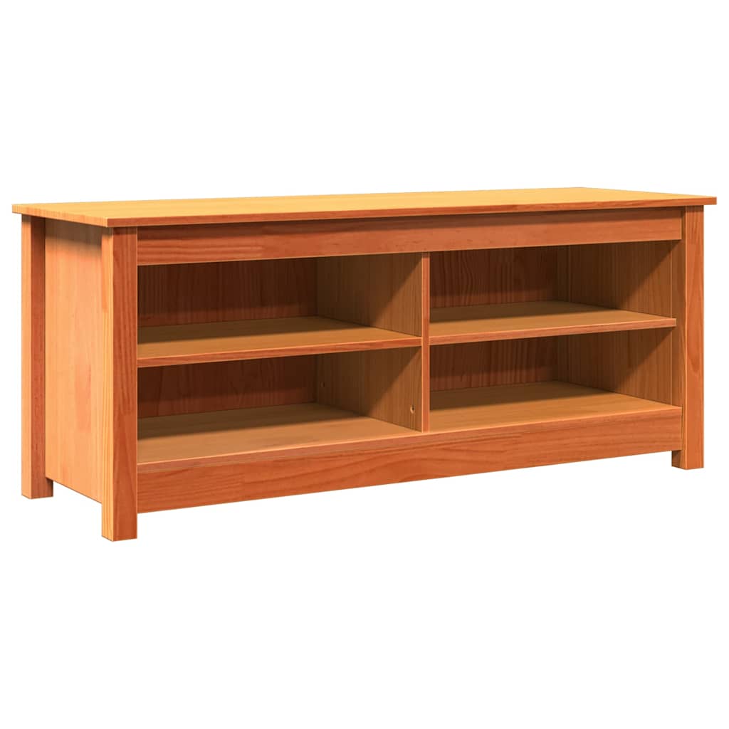vidaXL Storage Bench 110 x 38 x 45.5 cm Solid Pine Wood Wax Brown 2