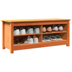 vidaXL Storage Bench 110 x 38 x 45.5 cm Solid Pine Wood Wax Brown 3