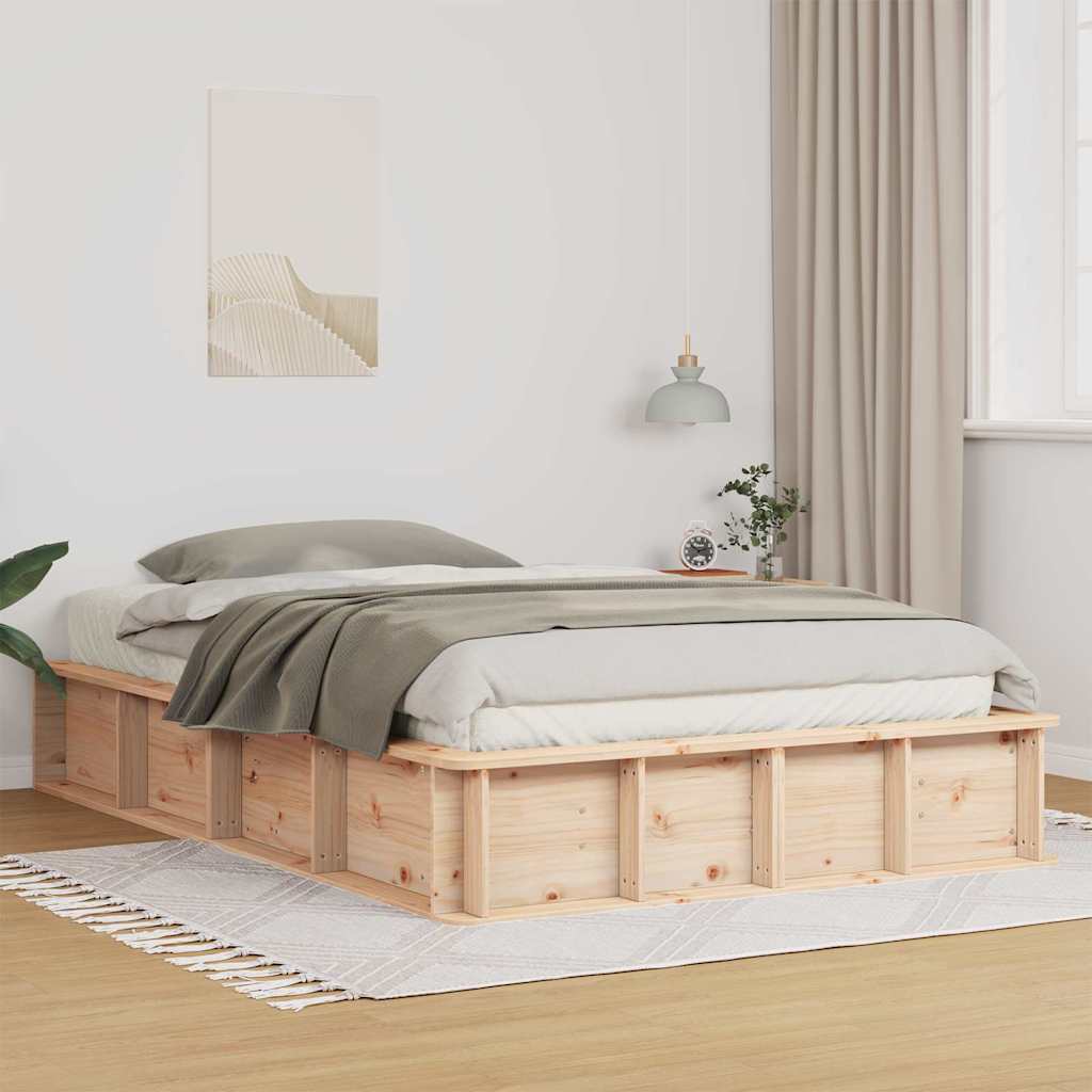 Bed Frame Solid Pine Wood Length 190 cm Natural 120 cm