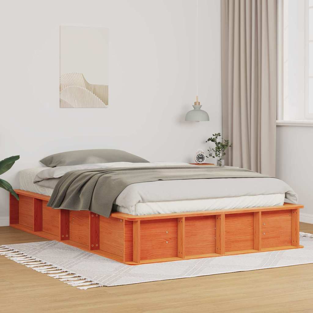 Bed Frame Solid Pine Wood Length 190 cm Wax brown 120 cm
