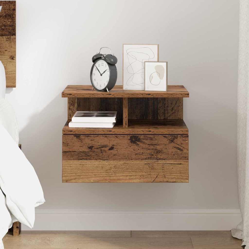 vidaXL Floating Nightstand Old Wood 40 x 31 x 28 cm Engineered Wood 4