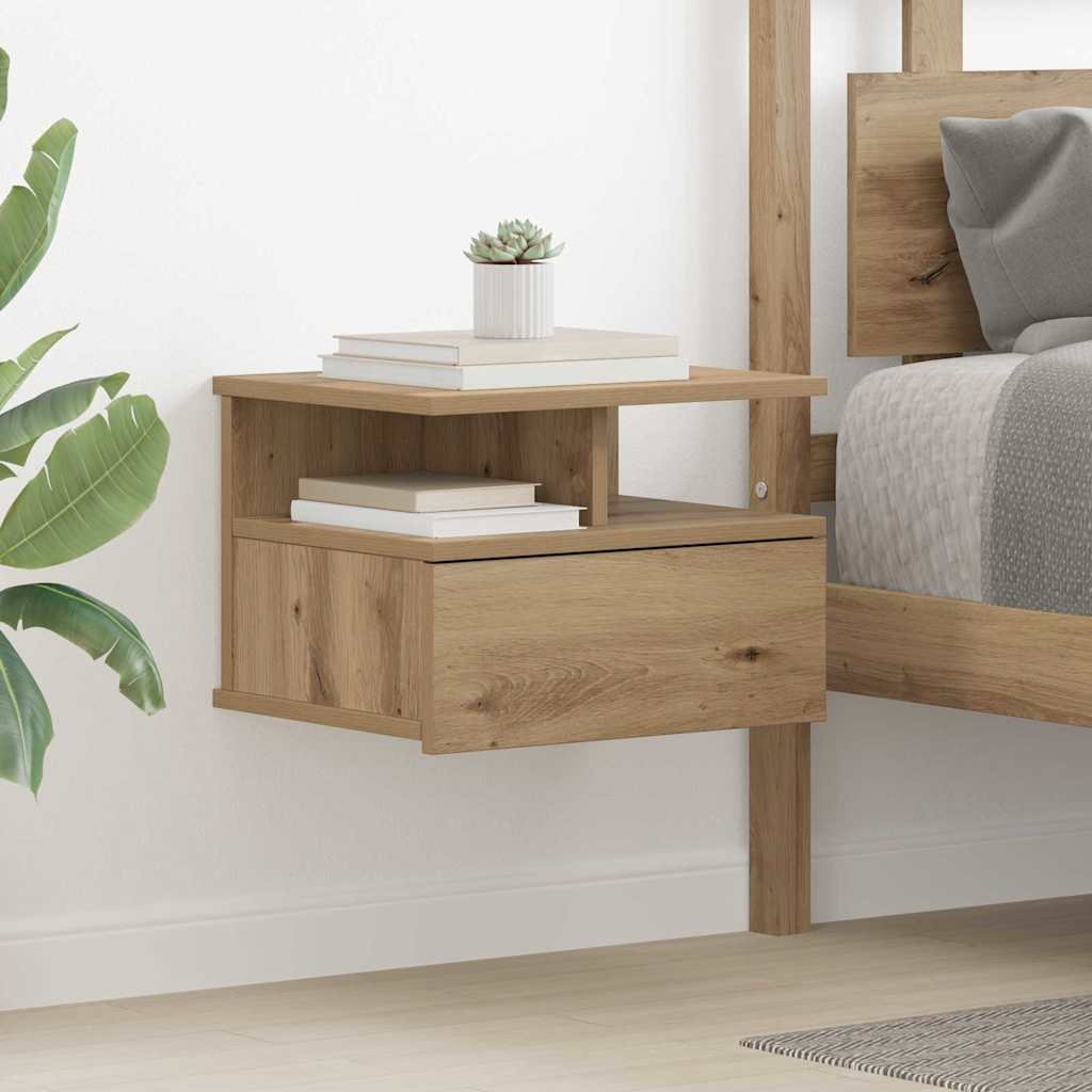 vidaXL Floating Nightstand Artisan Oak 40 x 31 x 28 cm Engineered Wood 1