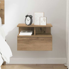 vidaXL Floating Nightstand Artisan Oak 40 x 31 x 28 cm Engineered Wood 4