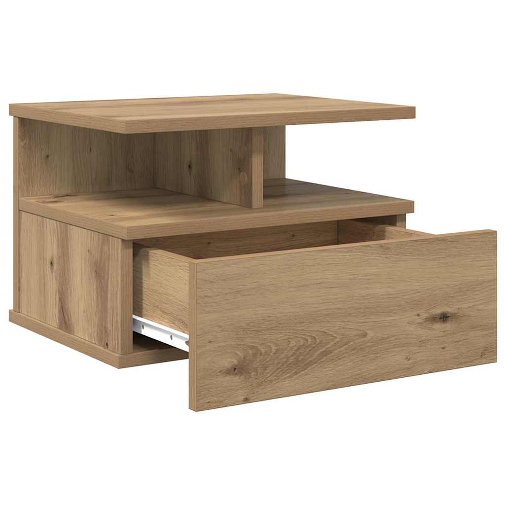 vidaXL Floating Nightstand Artisan Oak 40 x 31 x 28 cm Engineered Wood 5