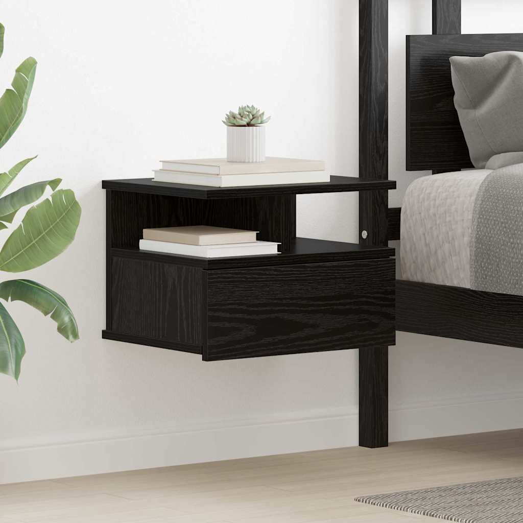 vidaXL Floating Nightstand Black Oak 40 x 31 x 28 cm Engineered Wood 1