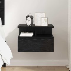 vidaXL Floating Nightstand Black Oak 40 x 31 x 28 cm Engineered Wood 4