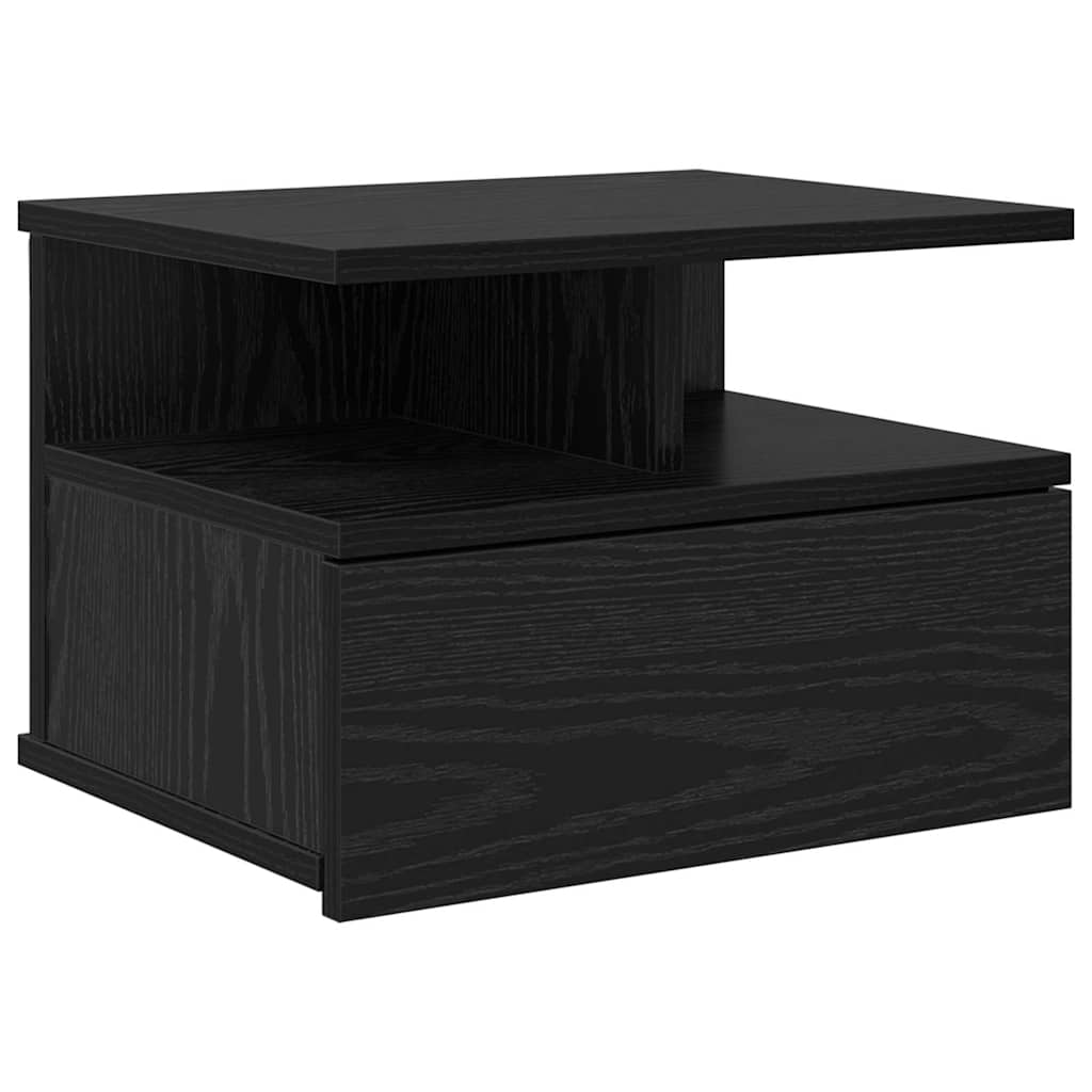 vidaXL Floating Nightstand Black Oak 40 x 31 x 28 cm Engineered Wood 2