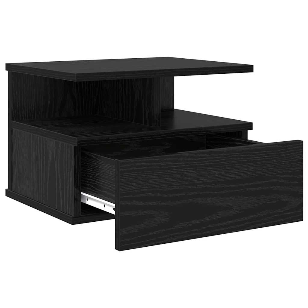 vidaXL Floating Nightstand Black Oak 40 x 31 x 28 cm Engineered Wood 5