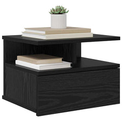 vidaXL Floating Nightstand Black Oak 40 x 31 x 28 cm Engineered Wood 3
