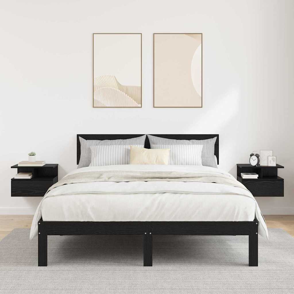 vidaXL Floating Nightstand 2 pcs Black Oak 40 x 31 x 28 cm 1