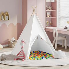 Teepee Tent White 120 x 120 x 150 cm Fabric and Plastic Multicolour