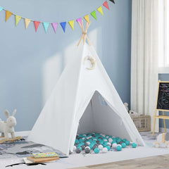 Teepee Tent White 120 x 120 x 150 cm Fabric and Plastic White/grey/mint