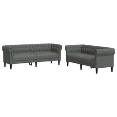 Living Room Couch 2 pcs Dark Grey Fabric 2-seater sofa +3-seater sofa