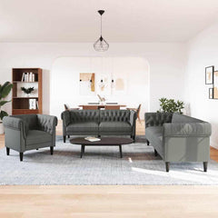 Living Room Couch 2 pcs Dark Grey Fabric 1-seater sofa +2-seater sofa +3-seater sofa