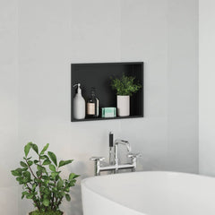 vidaXL Shower Niche Black 45 x 30 x 9.5 cm Stainless Steel 4