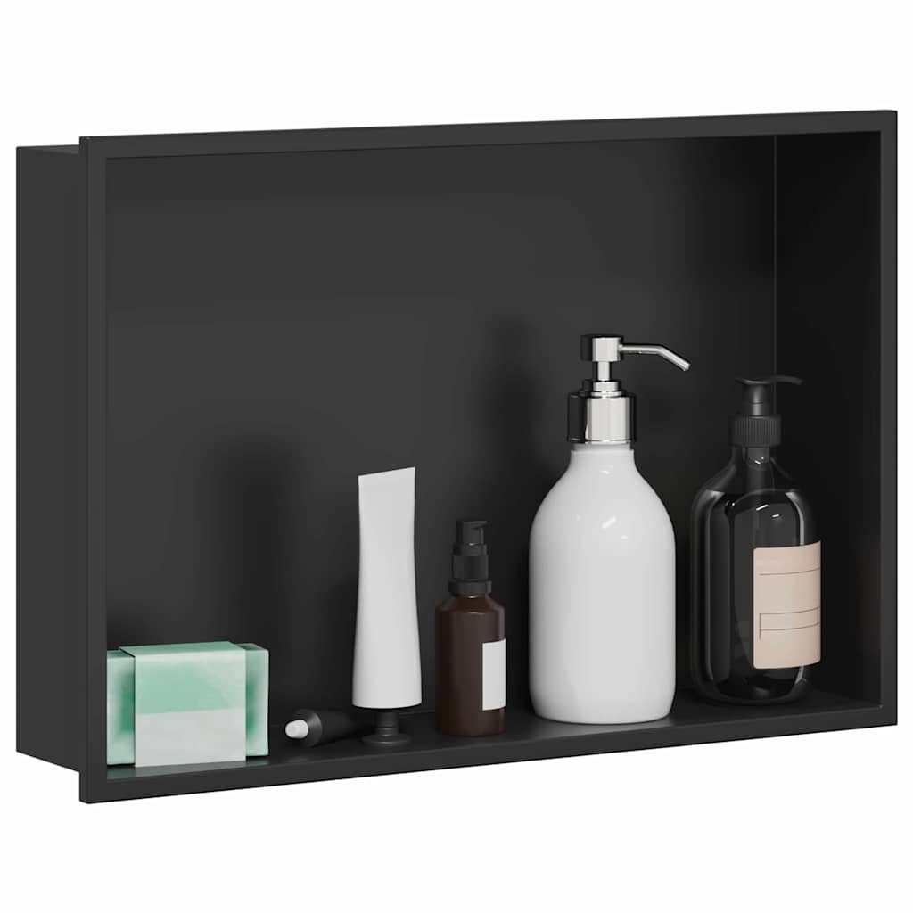 vidaXL Shower Niche Black 45 x 30 x 9.5 cm Stainless Steel 3