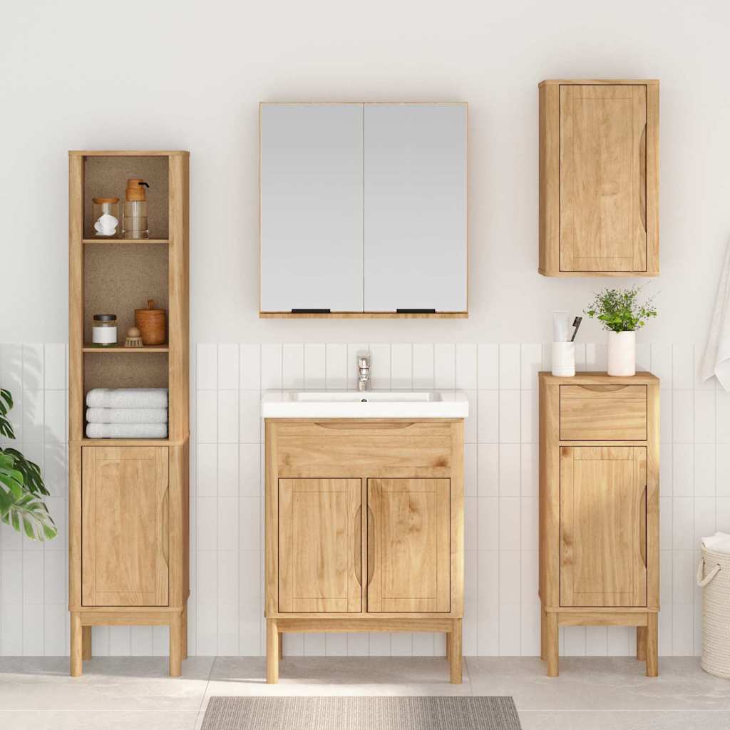 vidaXL Bathroom Wall Cabinet with Door FLORO Wax Brown 35 x 30 x 60 cm 1