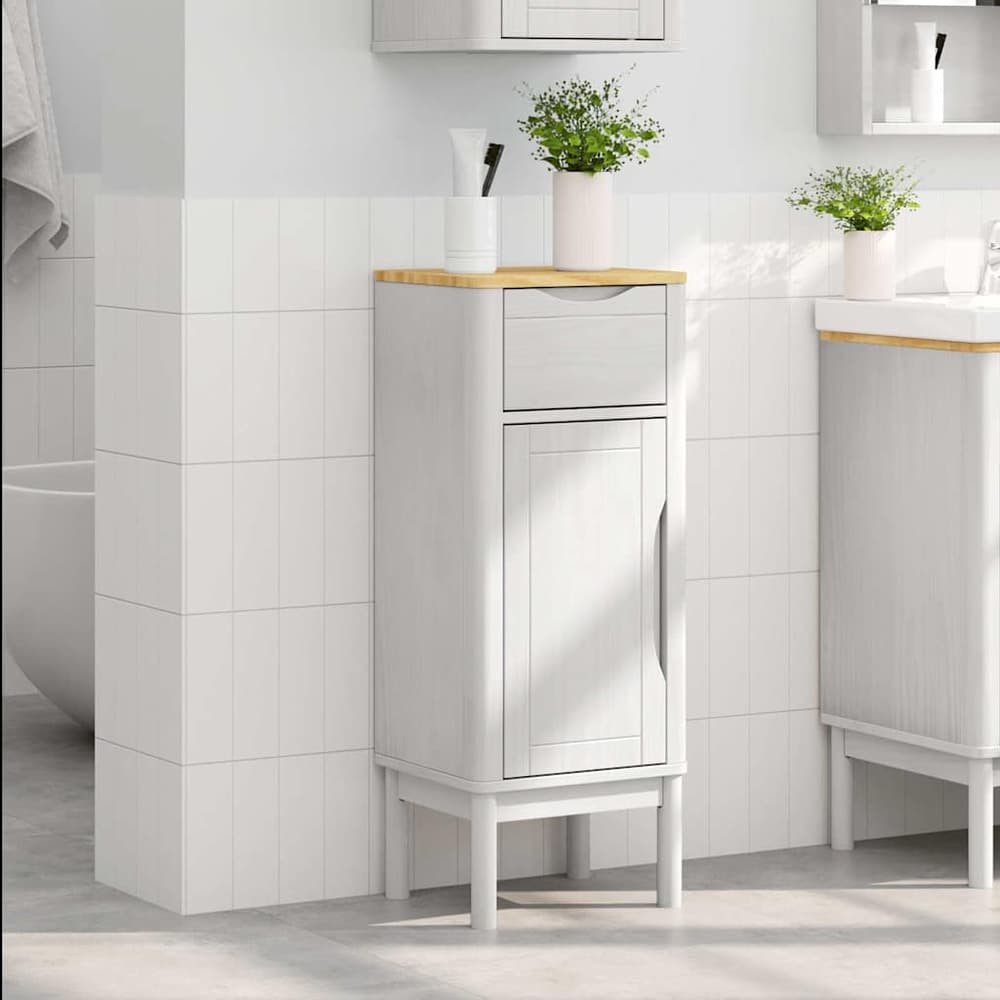 Bathroom Cabinet with Drawer FLORO 35 x 30 x 90 cm White
